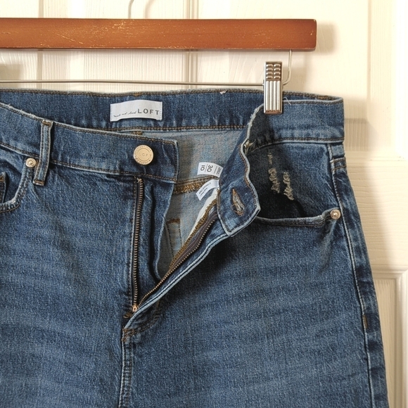 Loft Classic Medium Wash High Waist Slim Straight Leg Ankle Cropped Jeans 30/10 - Picture 7 of 15